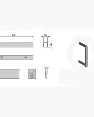  Профіль горизонтальний настінн Stili. 245мм, нижній, анодир. білий 091824